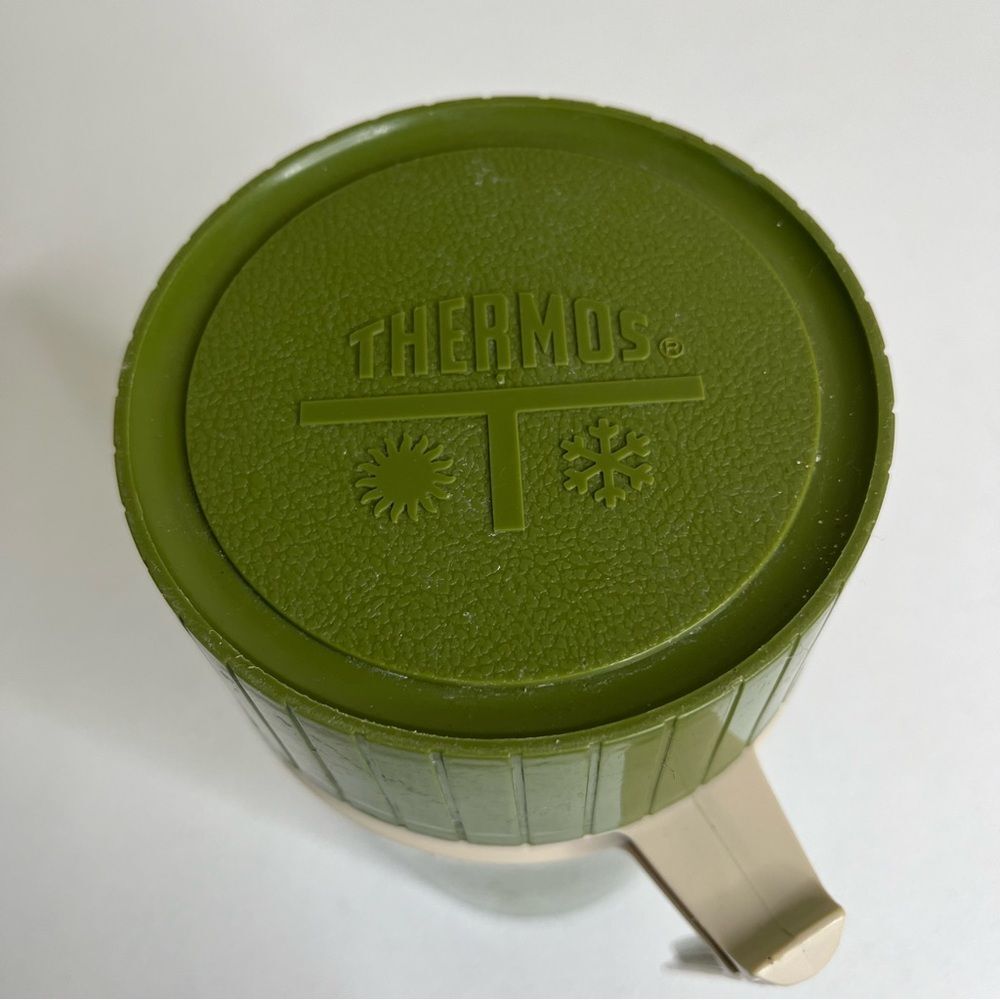 Vintage Thermos Avocado Green Pint Size Model 7202 Stopper Cup Filler King Seely - Picture 7 of 11